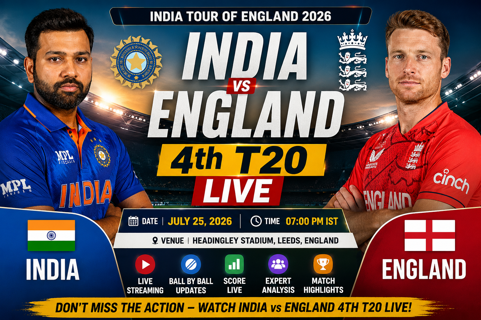 India vs England 4th T20 Live